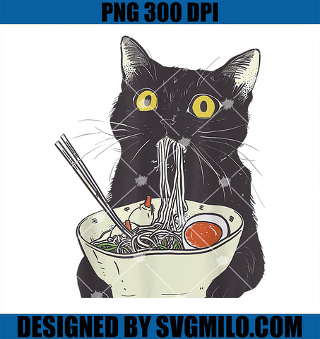 Funny Cat Eating Ramen Vintage Japanese Noodles PNG