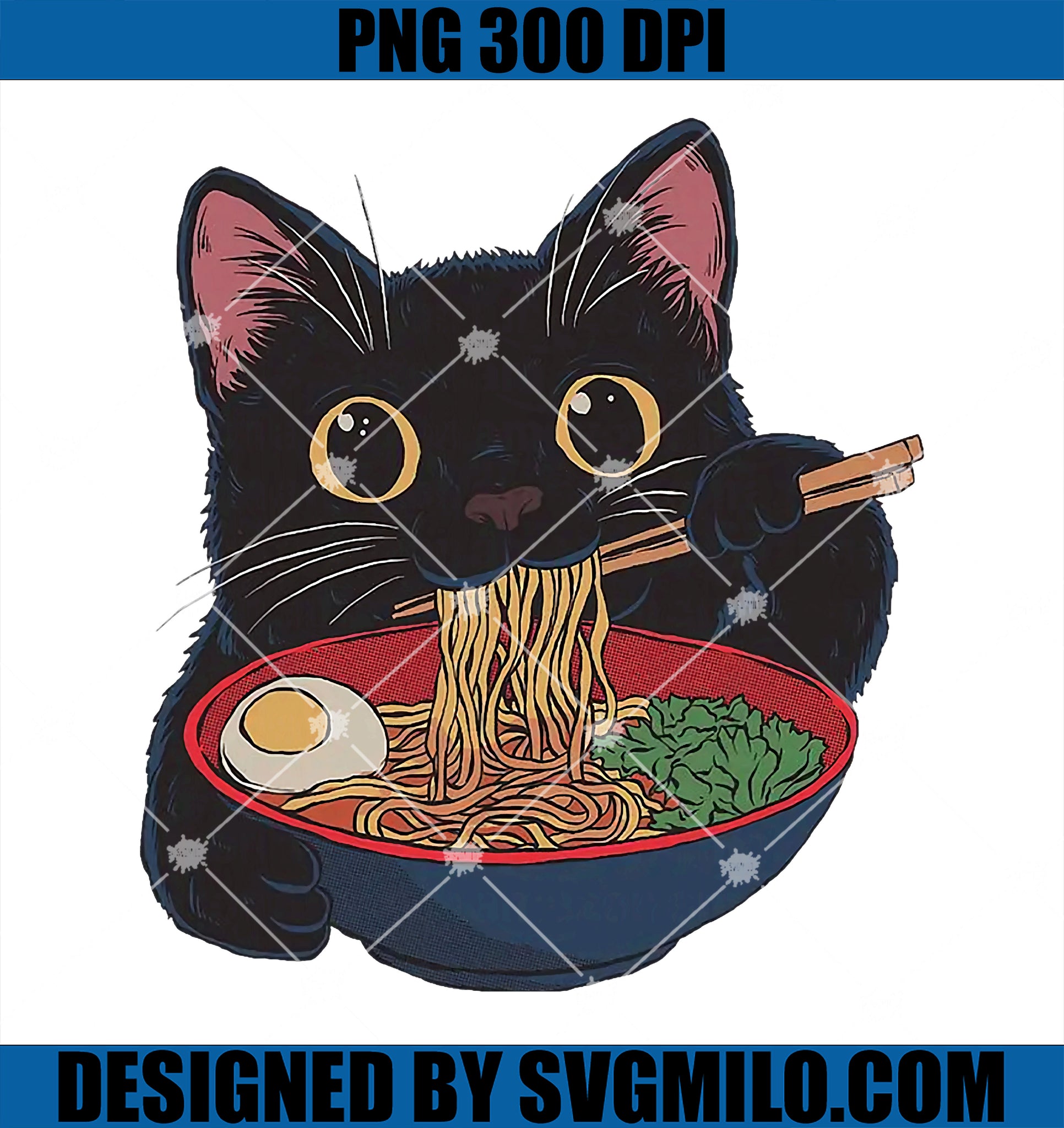 Funny Cat Ramen Graphic PNG, Tee Japanese Kawaii Anime Cat PNG