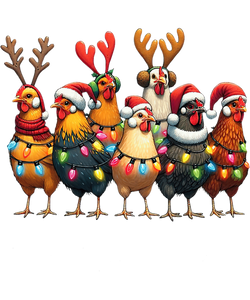 Funny Chicken Christmas Lights Farm Animal PNG, Cute Xmas Holiday PNG