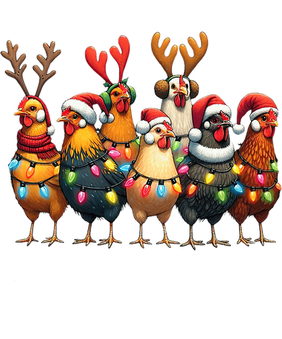 Funny Chicken Christmas Lights Farm Animal PNG, Cute Xmas Holiday PNG