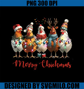 Funny Chicken Merry Chickmas Christmas Lights Farm Animal PNG