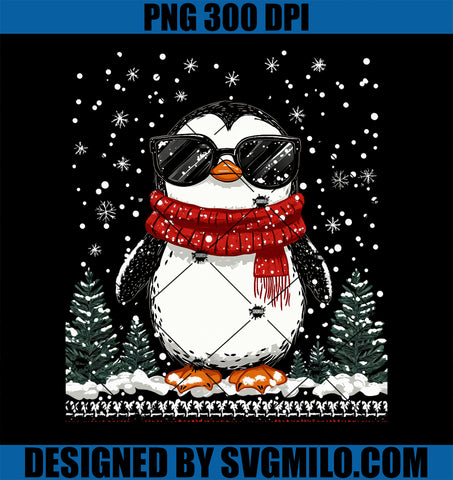 Funny Christmas Penguin With Sunglasses PNG