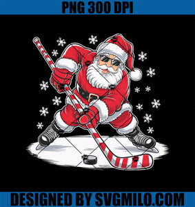 Funny Christmas Santa Playing Ice Hockey Xmas Sport PNG