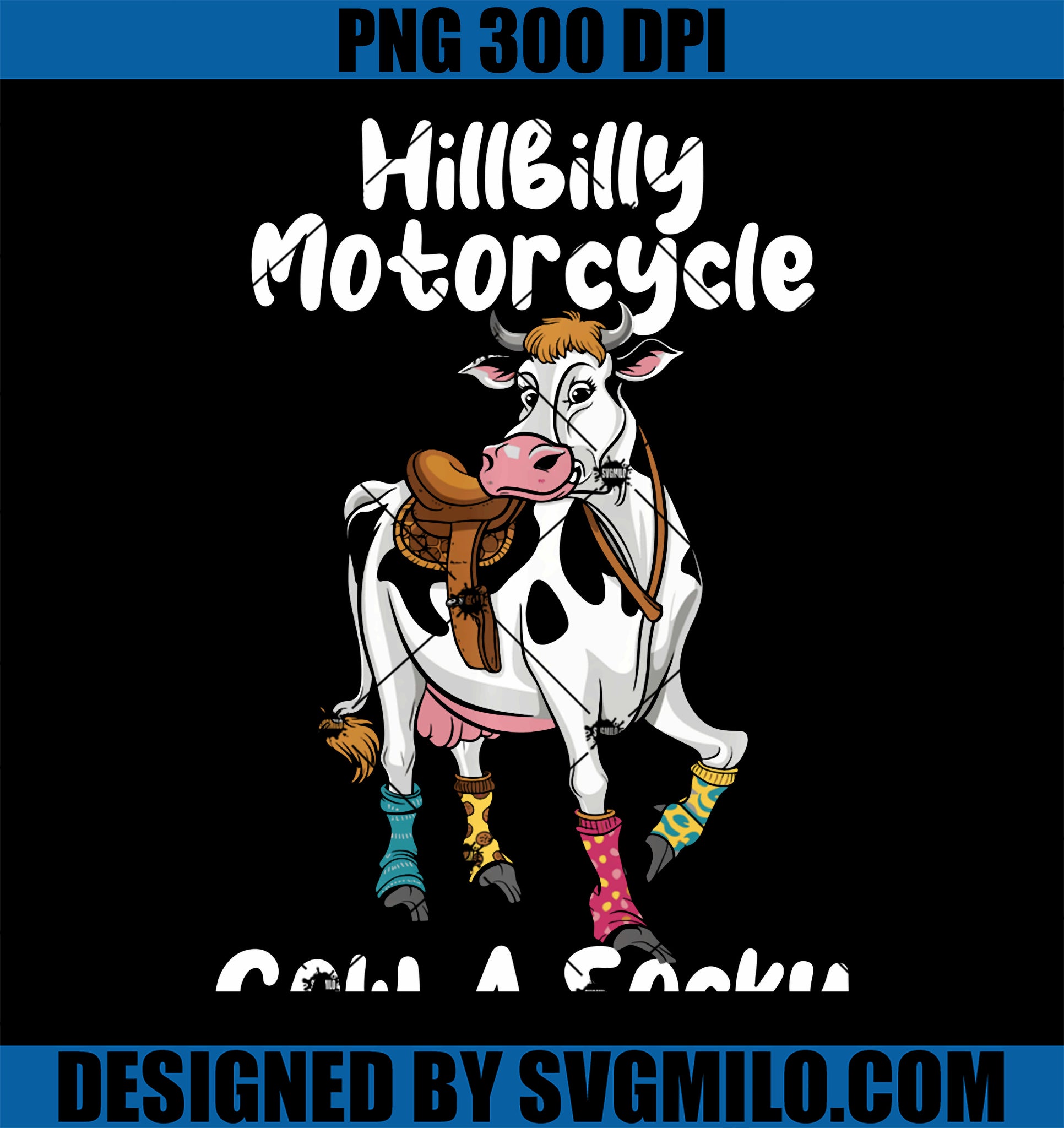 Funny Cow Hillbilly Motorcycle PNG, Cow-A-Socky PNG