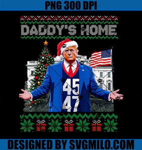 Funny Daddy_s Home Trump Ugly Christmas Sweater Xmas PNG