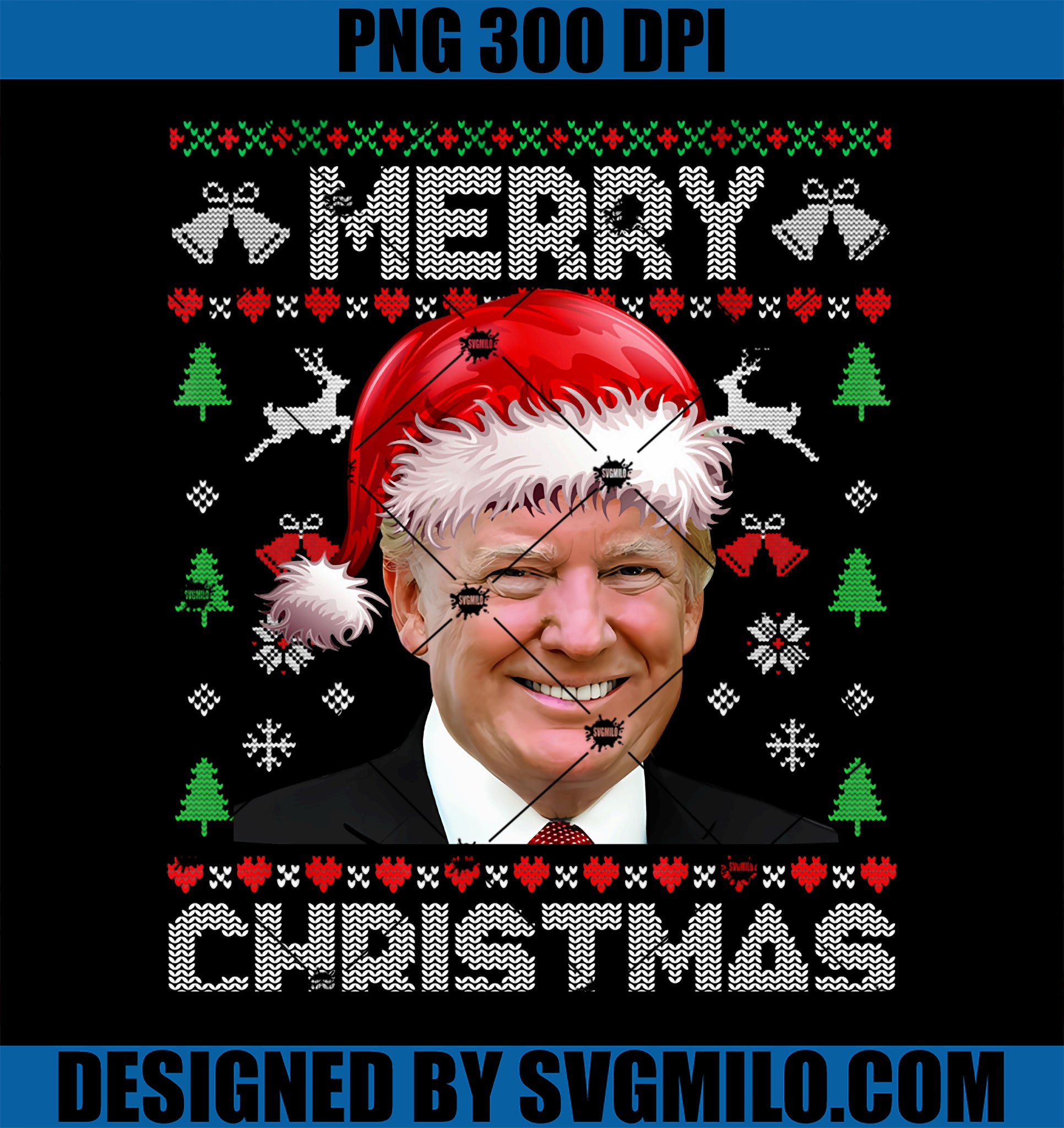 Funny Donald Trump Merry Christmas Family Ugly Sweater Xmas PNG