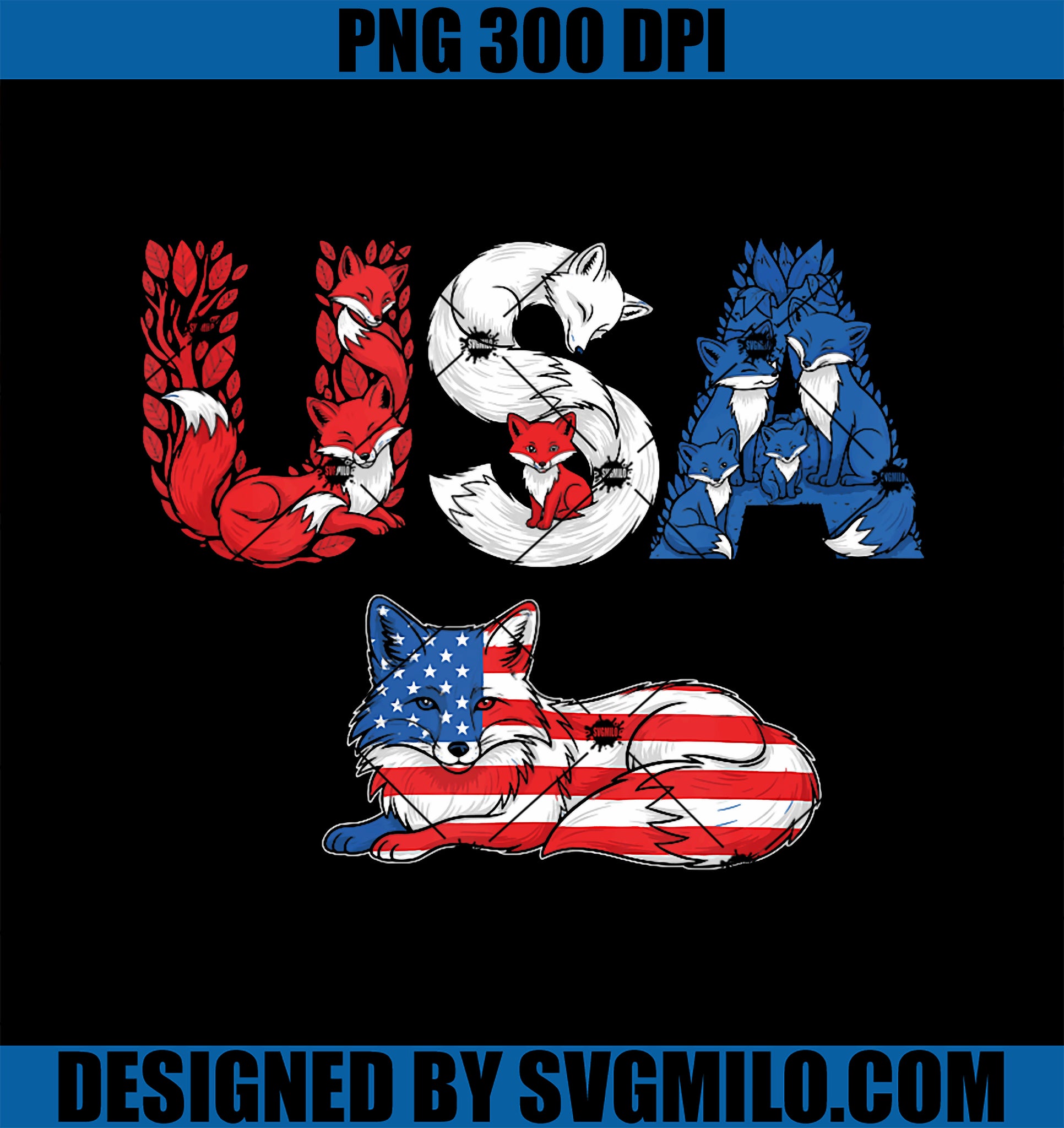 Funny Fox American USA Flag PNG, 4th Of July PNG