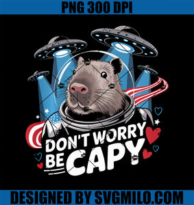 Funny Graphic Capybara Selfie with UFOs PNG