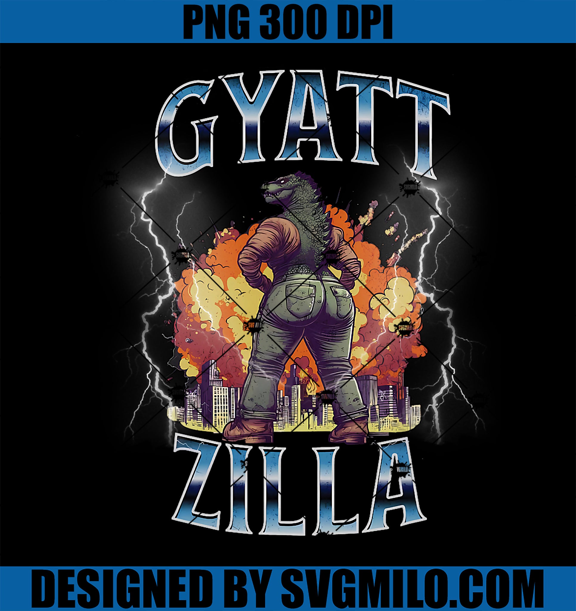 Funny Gyatt Zilla Thic Zilla PNG, Meme Gen Z Alpha PNG
