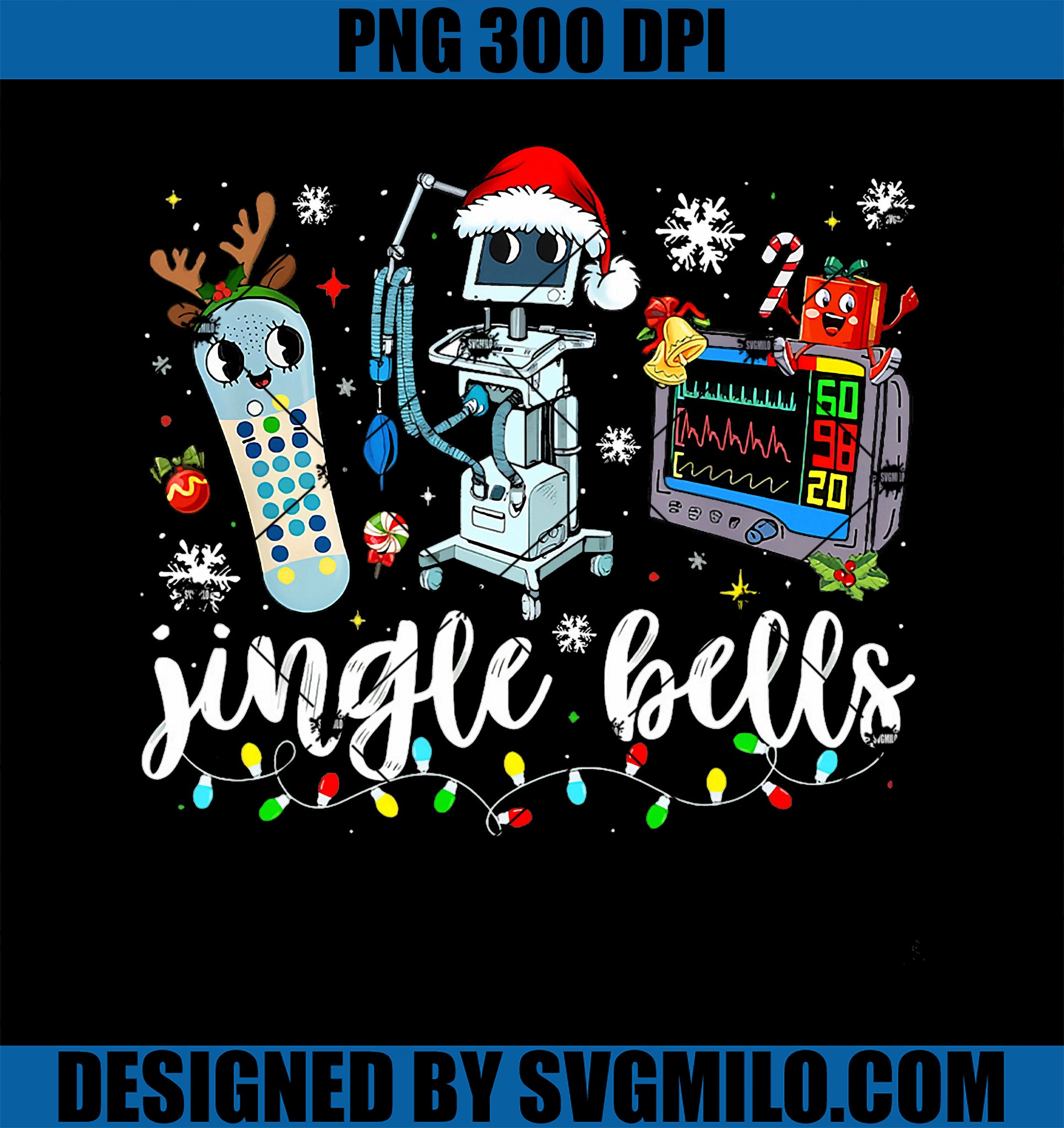 Funny Jingle Bells Telemetry Nurse Christmas Tech Nursing PNG