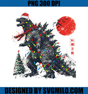 Funny Kaiju Santa Christmas Monster Xmas Lights Holiday PNG