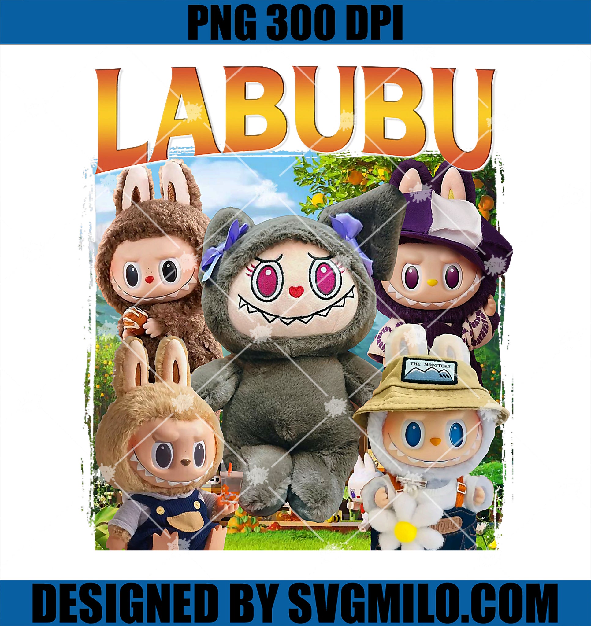 Funny Labubu Cute PNG, Labubu The Monsters Meme Vintage PNG