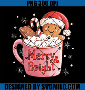 Funny Merry And Bright Christmas Gingerbread Man Hot Cocoa PNG