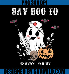 Funny Nurse Halloween PNG, Say Boo to the Flu Ghost PNG
