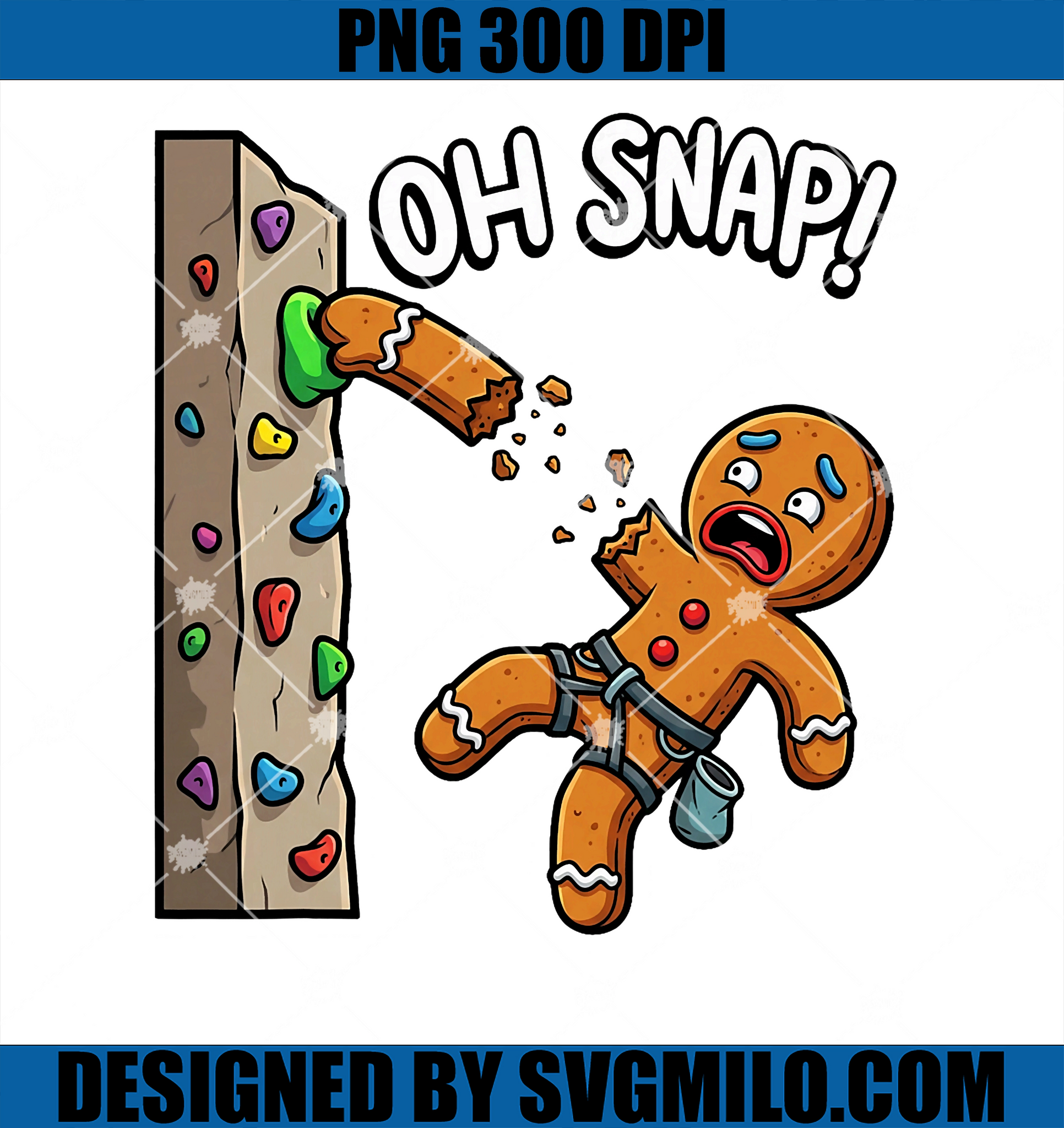 Funny Oh Snap PNG, Gingerbread Man Climbing Meme Christmas PNG