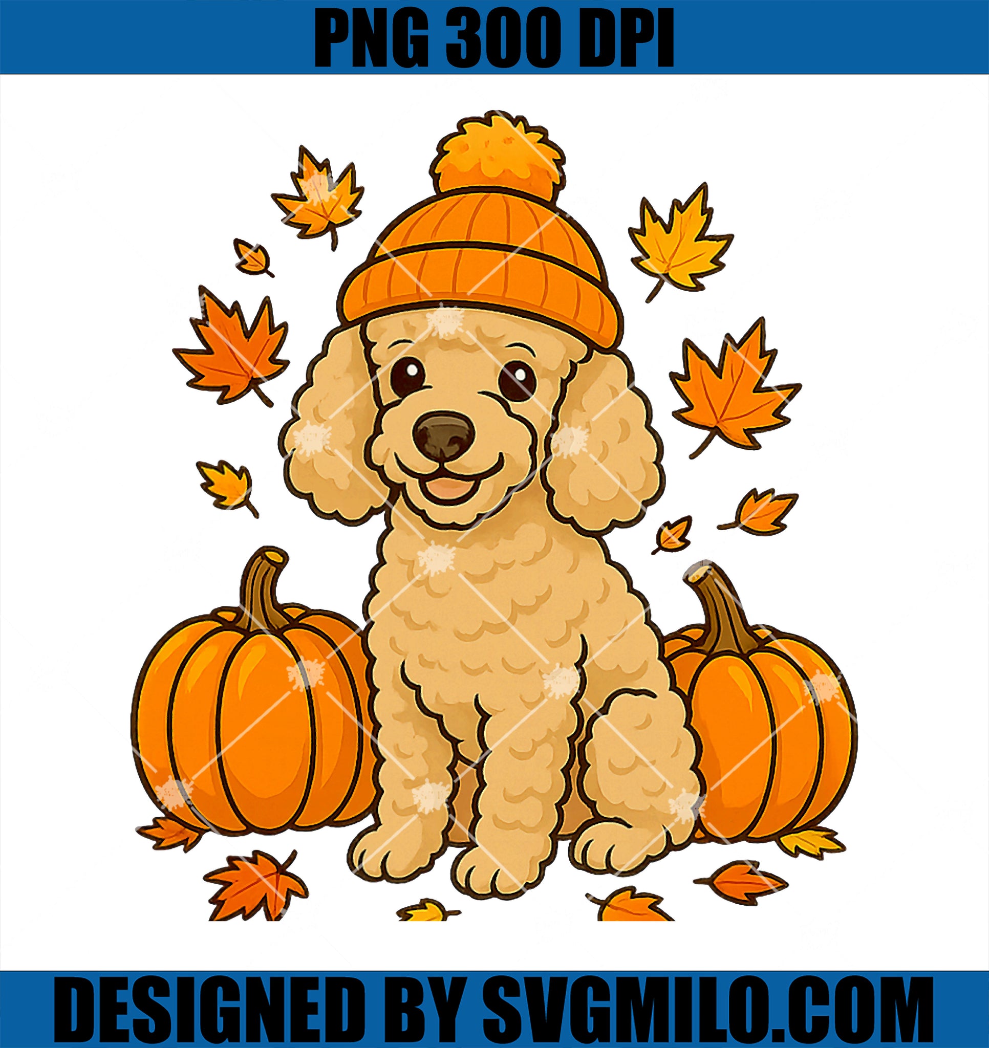 Funny Poodle Dog Fall PNG, Autumn Halloween Leaves For Dog Lovers PNG