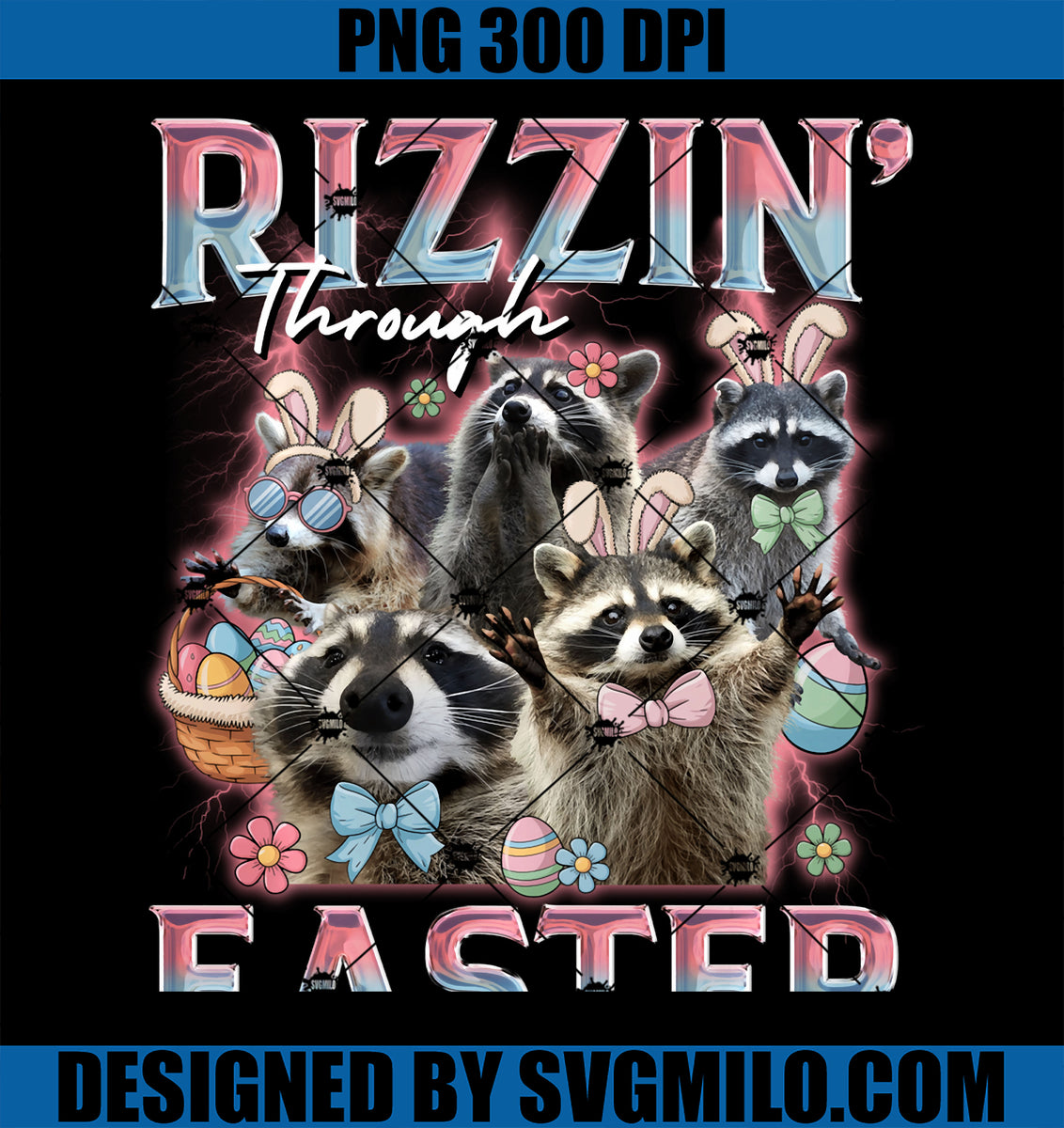 FunnyRaccoonEasterPNG_EggHuntBunnyEarCostumeBootlegPNGcopy_1200x1200 ...