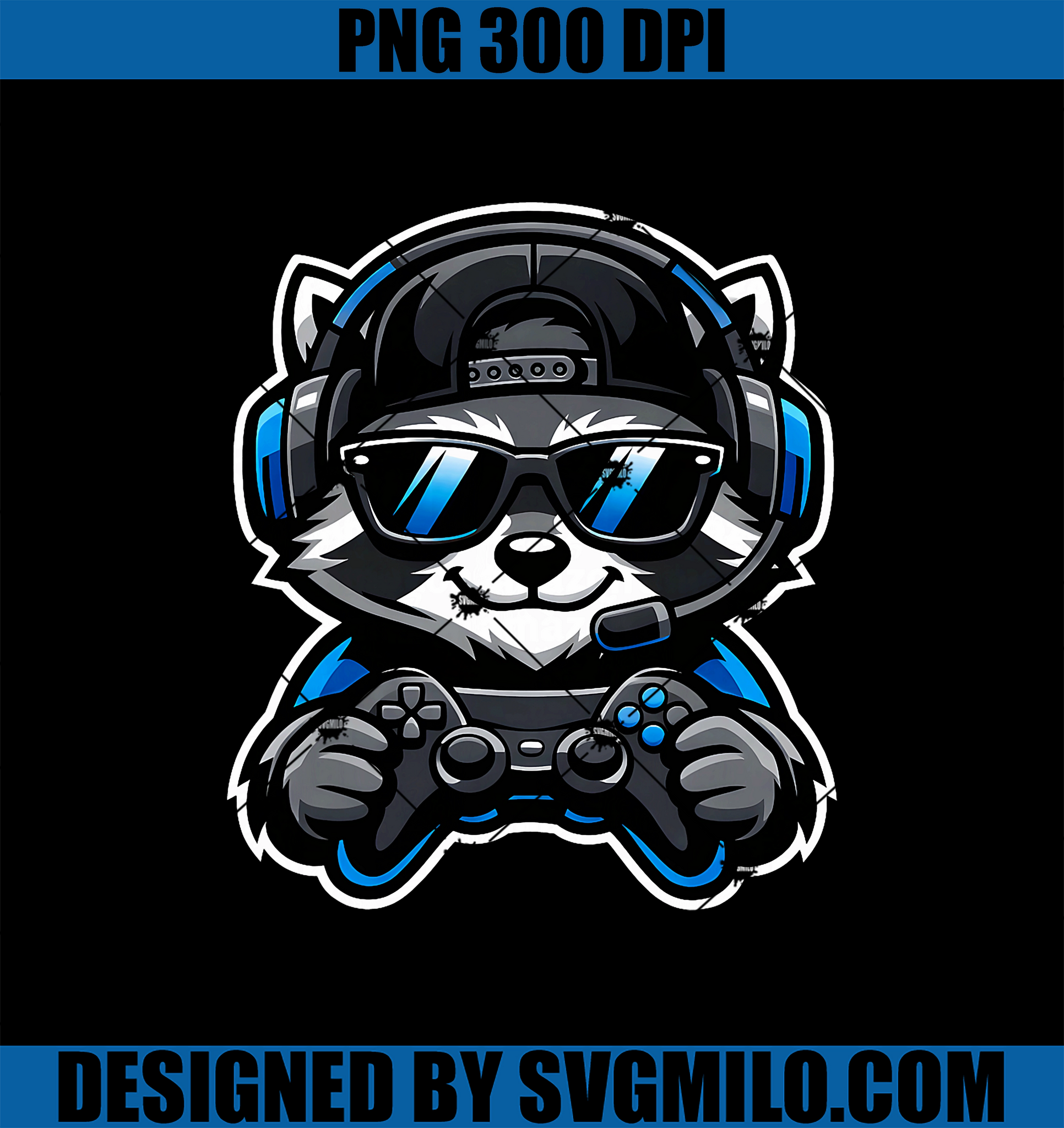 Gamer Racoon Logo Funny Raccoon PNG, Gamer Tee Gaming Headset Gamepad Video Games PNG