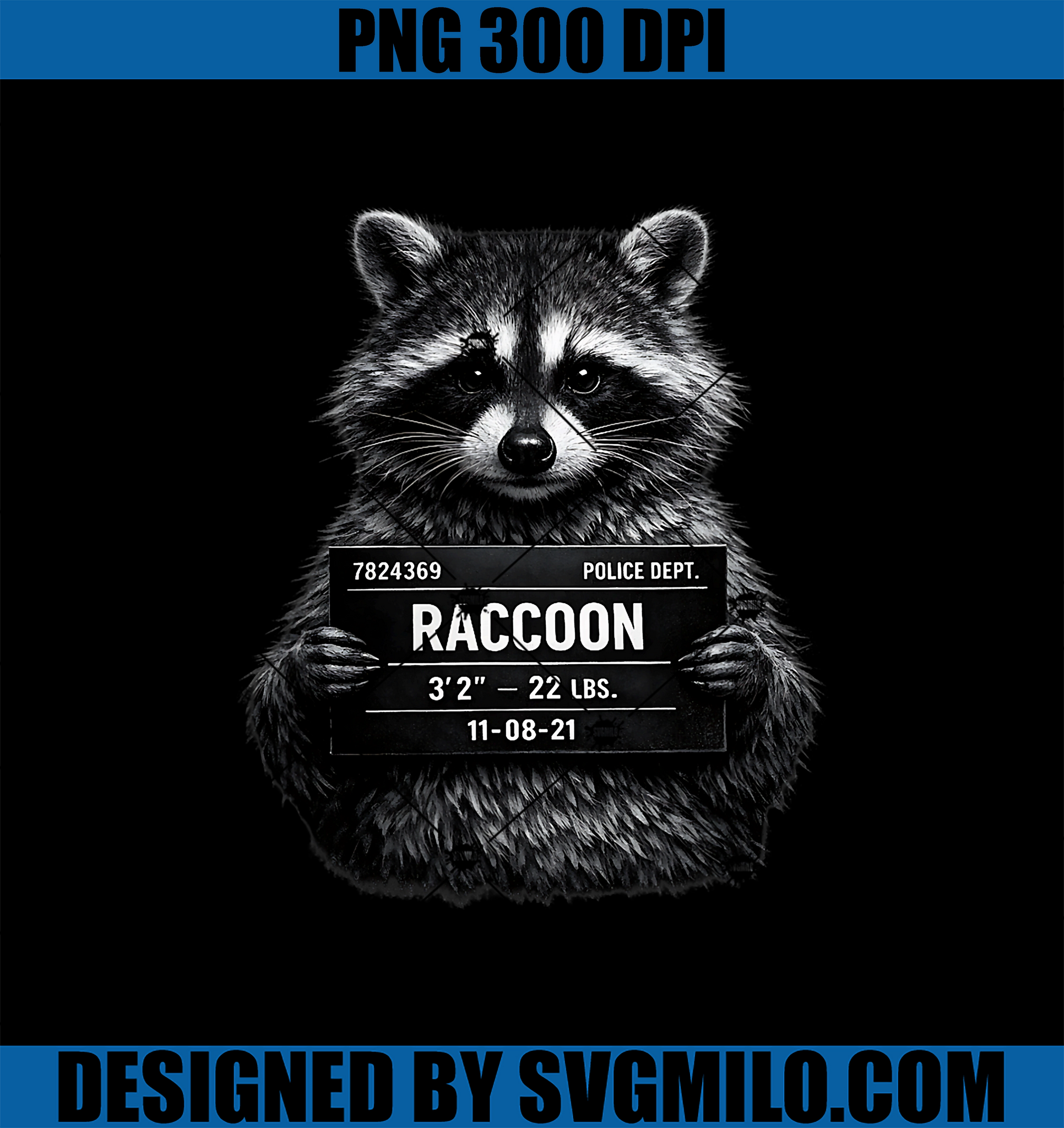 Funny Raccoon PNG, Mugshot Police Dept Arrested Animal Meme PNG