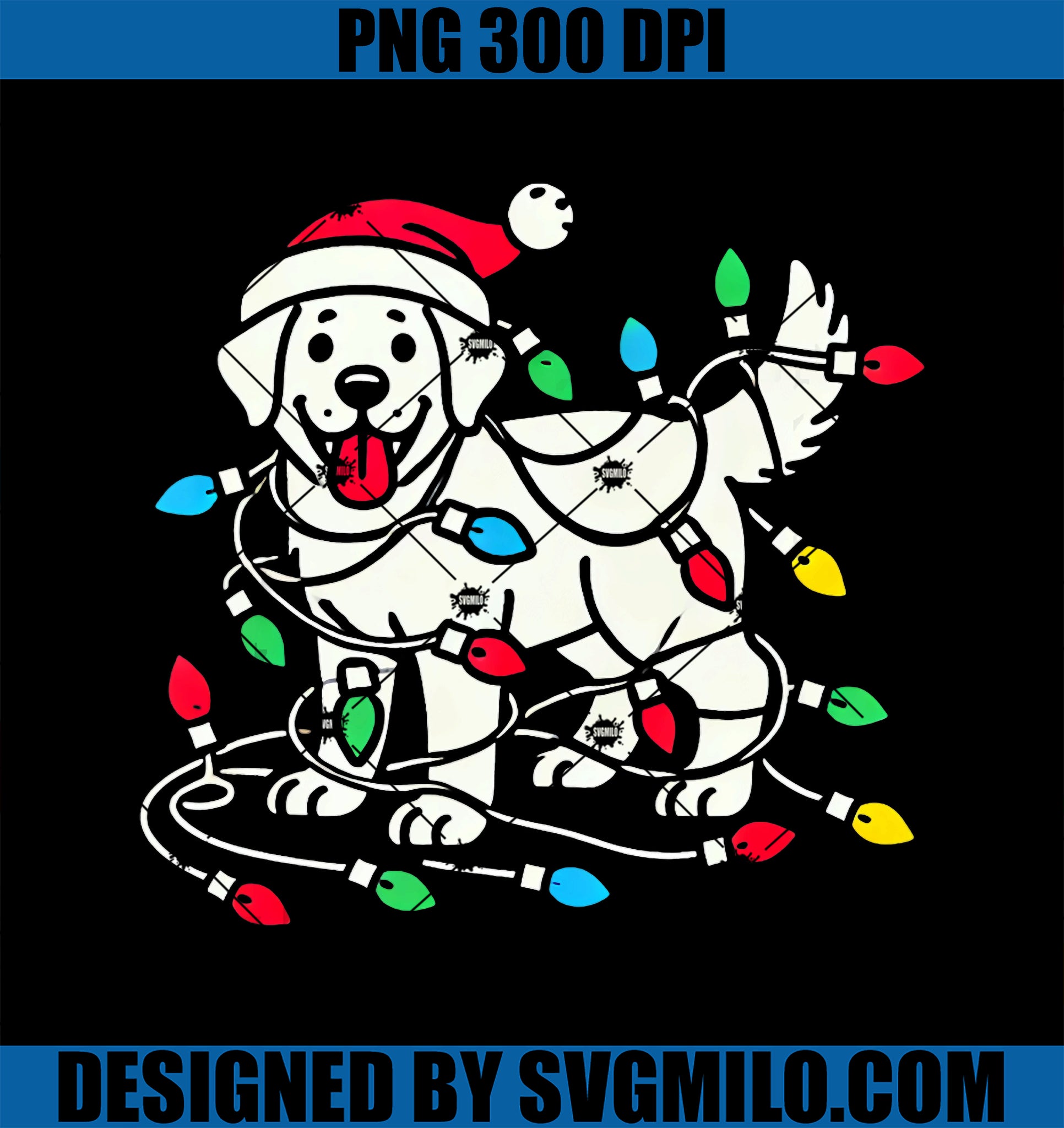 Funny Santa Labrador Retriever Christmas Light Dog Lover PNG