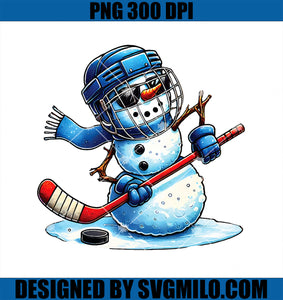 Funny Snowman Playing Ice Hockey Lovers Boys Girls Christmas PNG