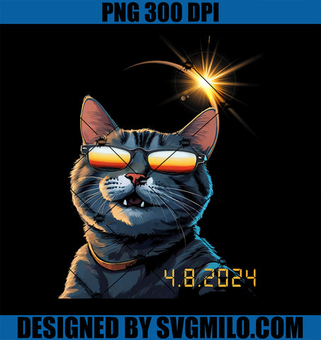 Funny Solar 2024 Eclipse PNG, Cat Wearing Eclipse Glasses PNG