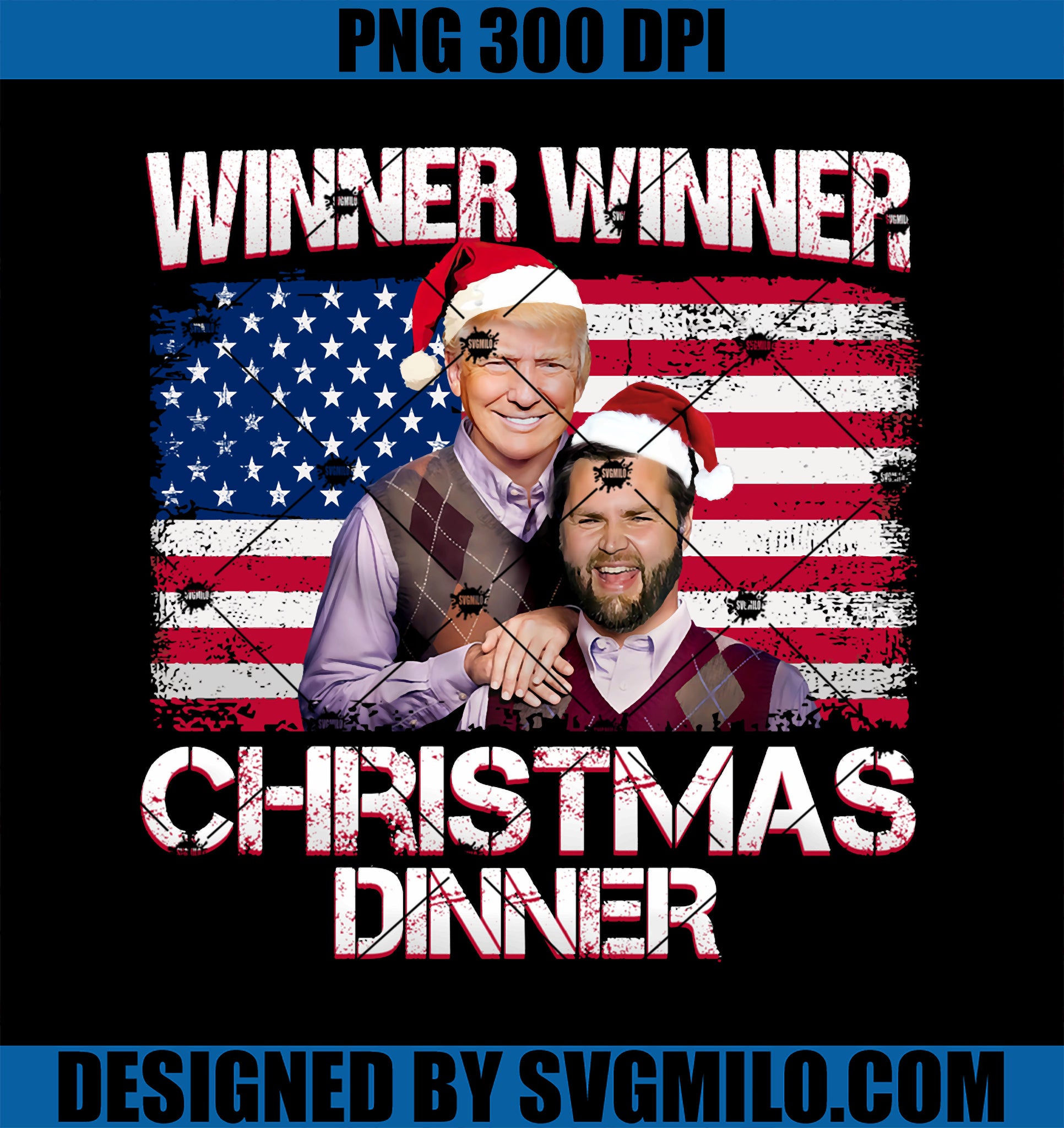 Funny Trump Vance Winner Winner Christmas Dinner Santa PNG