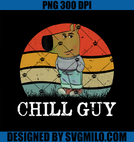 Funny Vintage Chill Guy Meme PNG