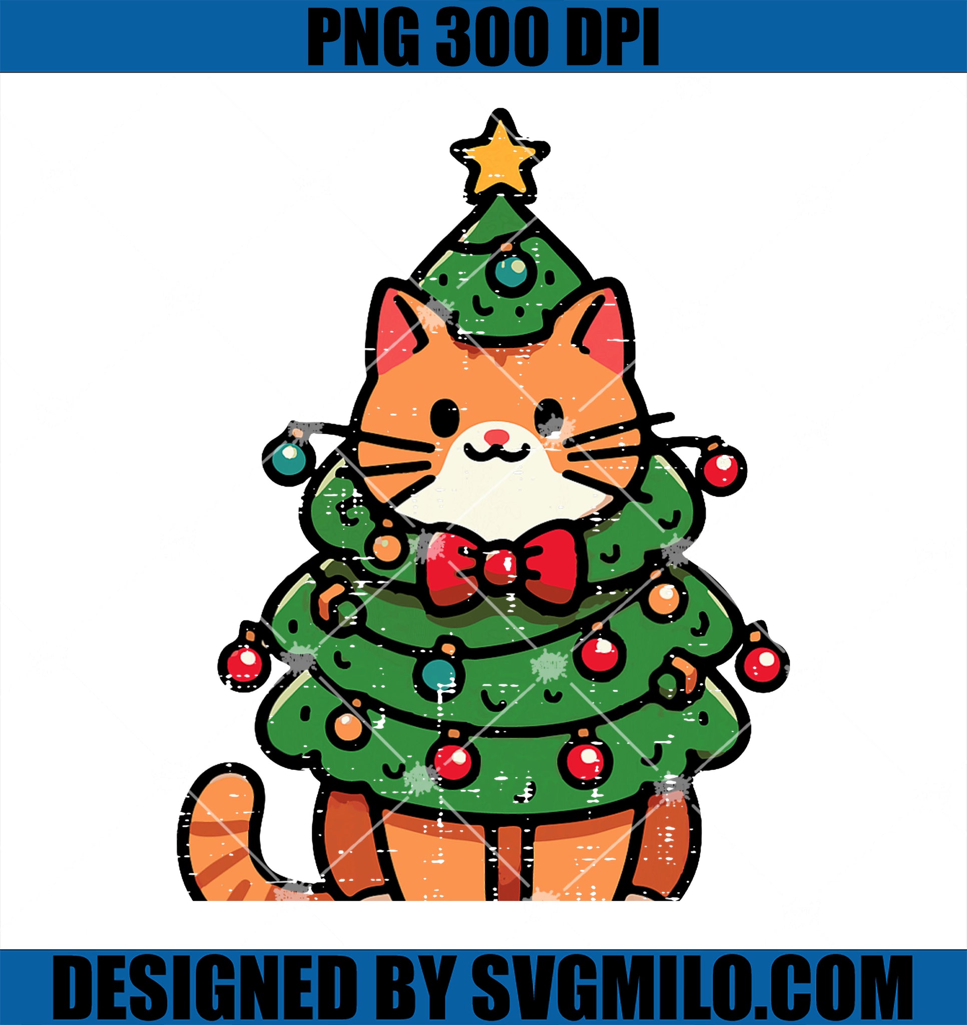 Ginger Cat Christmas Tree Cute Xmas PNG