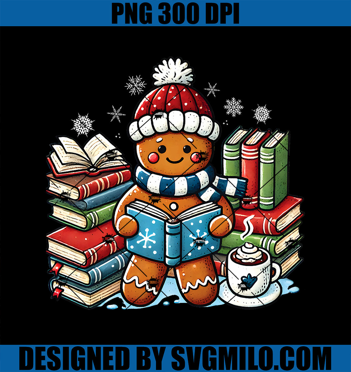 GingerbreadReadingBookLoversChristmasBookwormLibrarianPNGcopy_1200x1200 ...