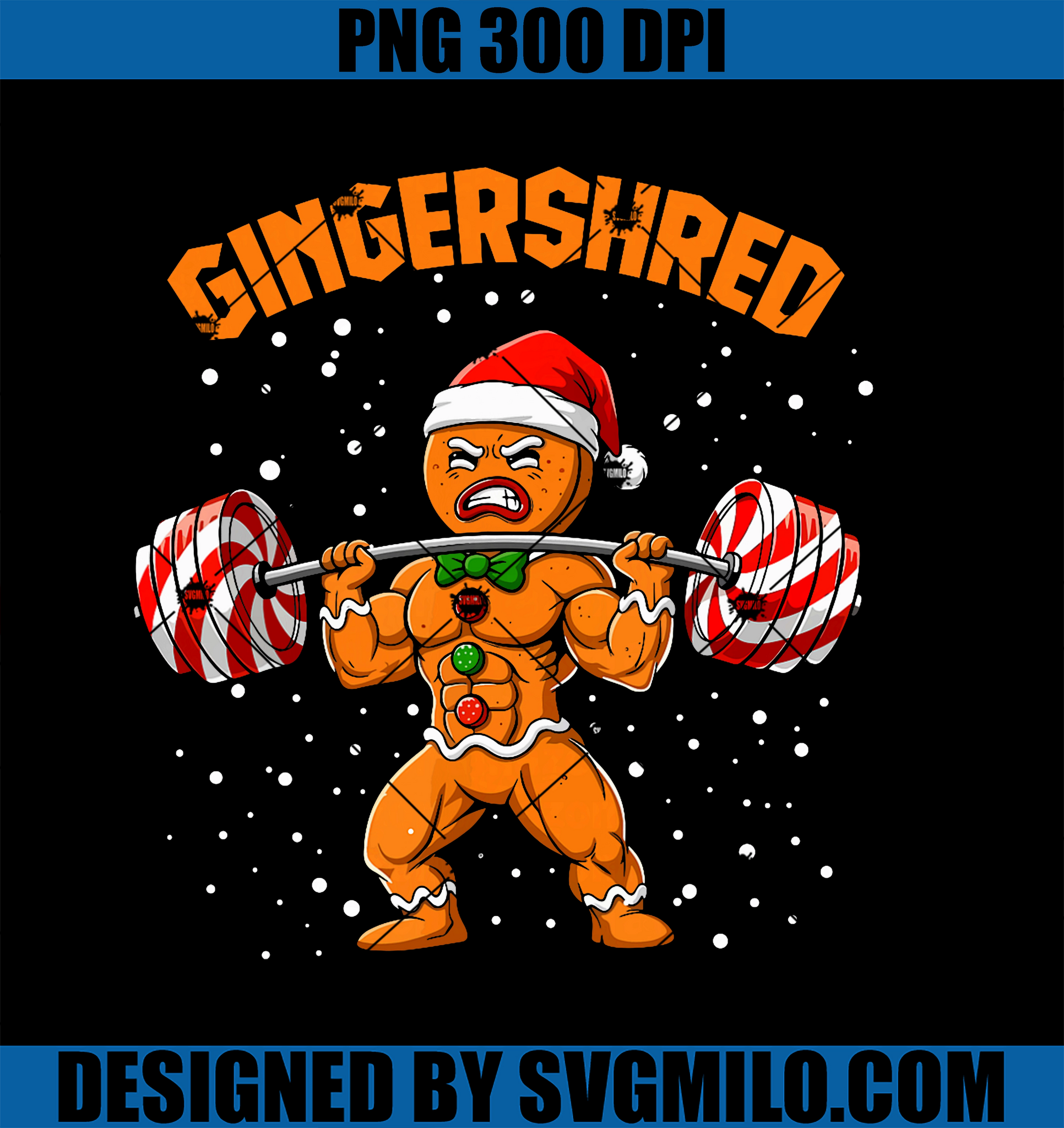 Gingershred Funny Gingerbread Man Gym PNG, Bodybuilding Christmas PNG