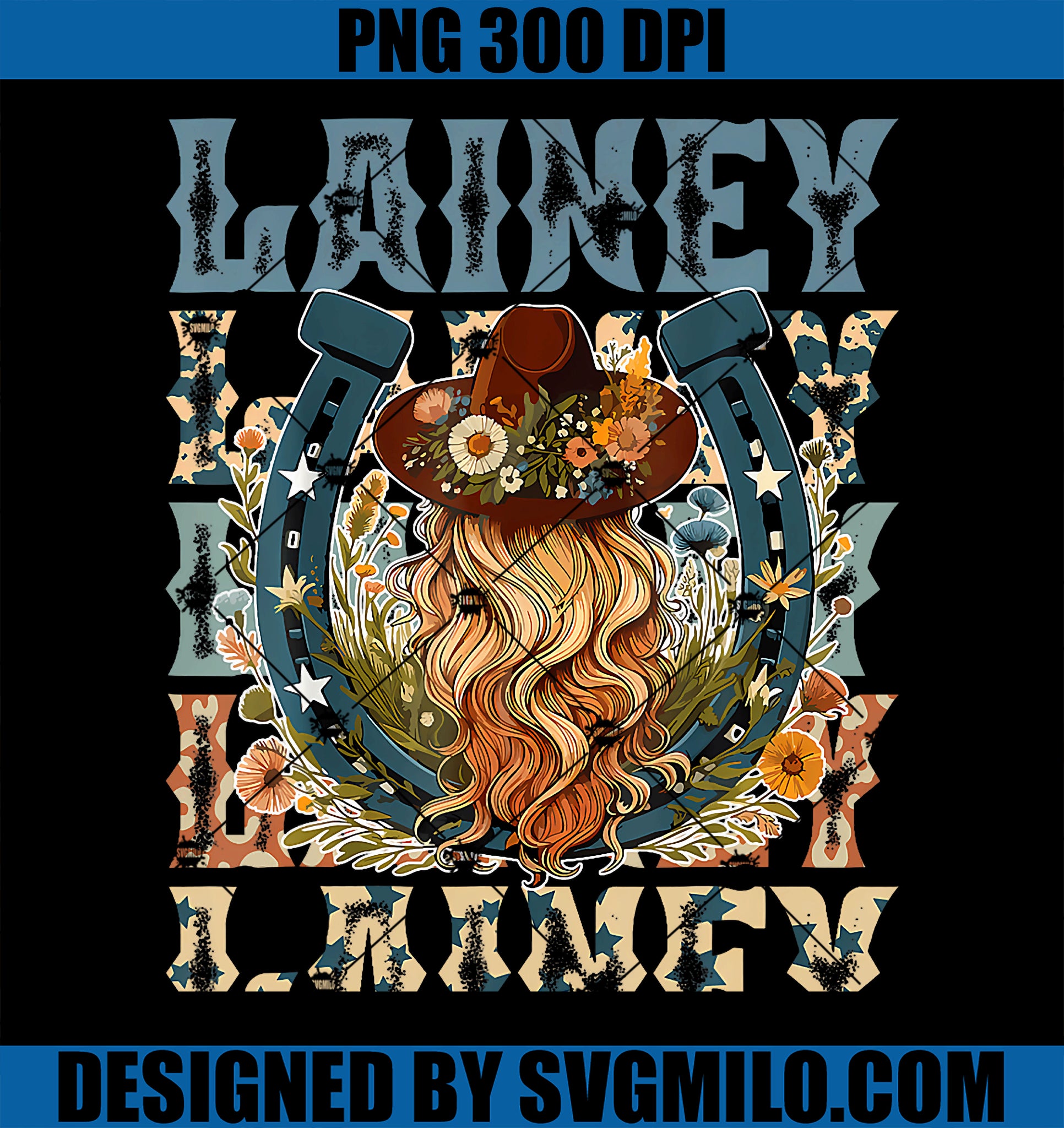 Girl Lainey First Name Personalized Western Cowgirl PNG