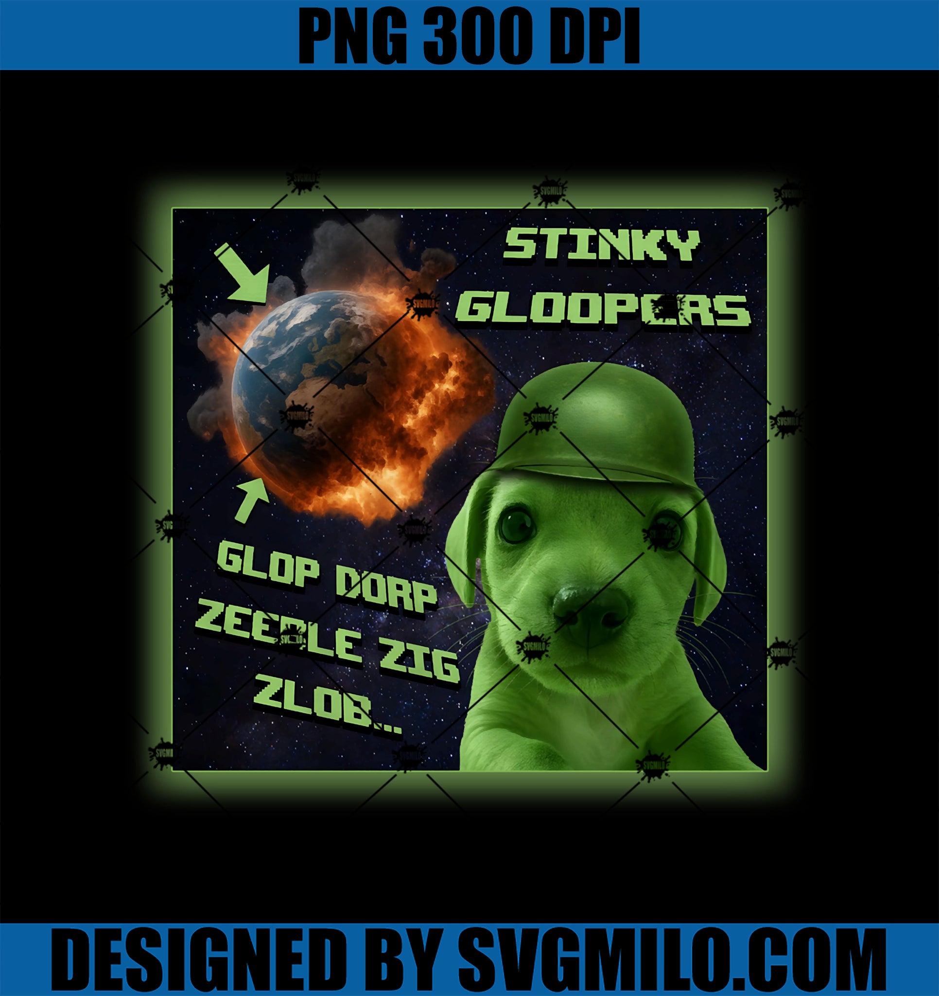 Glerp Glorp Funny Alien Dog Meme PNG, Funny Brainrot, Dogs Lover PNG
