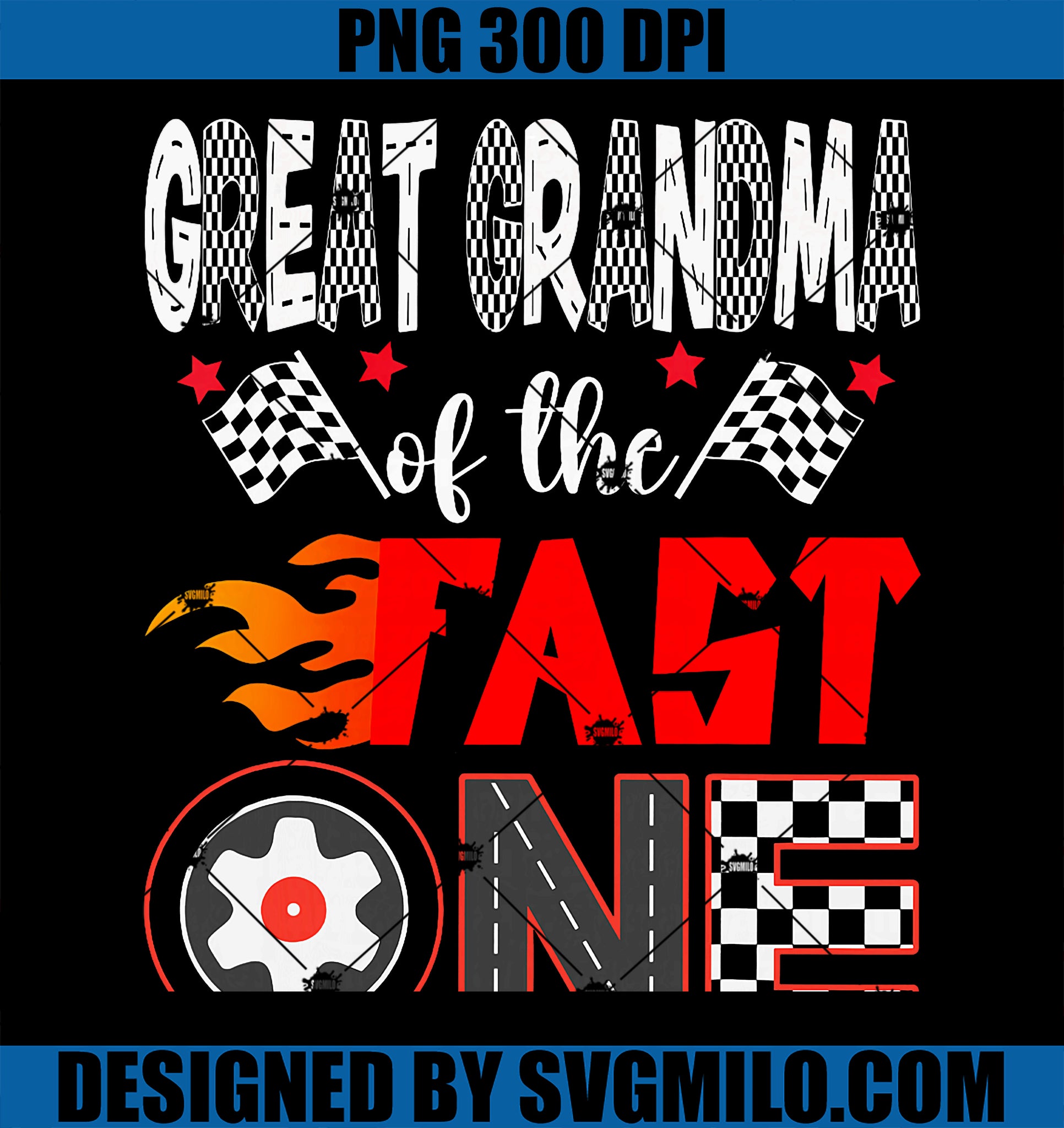 Great Grandma Of The Fast One PNG, 1st Birthday Boy Racing Car PNG