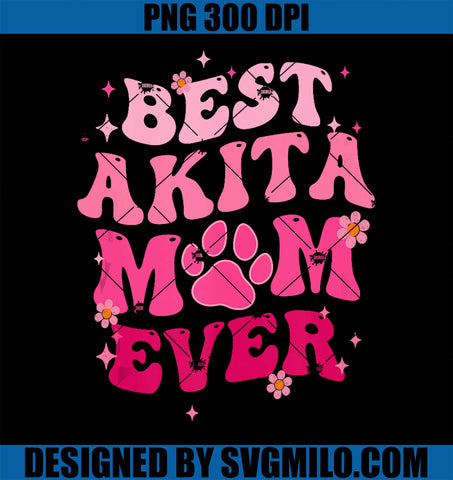Groovy Akita Mom Love PNG, Best Akita Mom Ever Mother's Day PNG