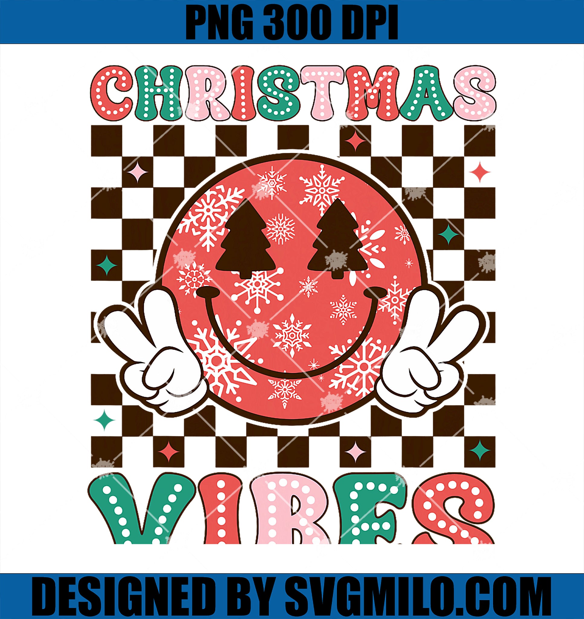 Groovy Christmas Vibes Happy Smile Face Xmas Holiday PNG