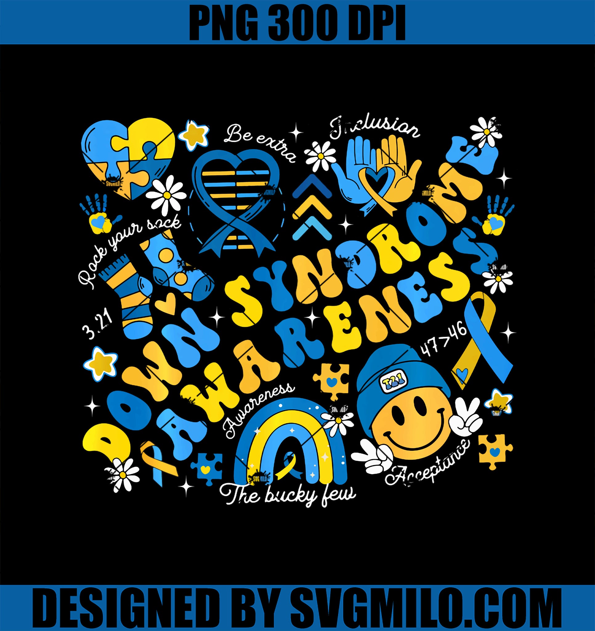 Groovy Down Syndrome Day Awareness PNG, Be Extra Rock Your Sock PNG