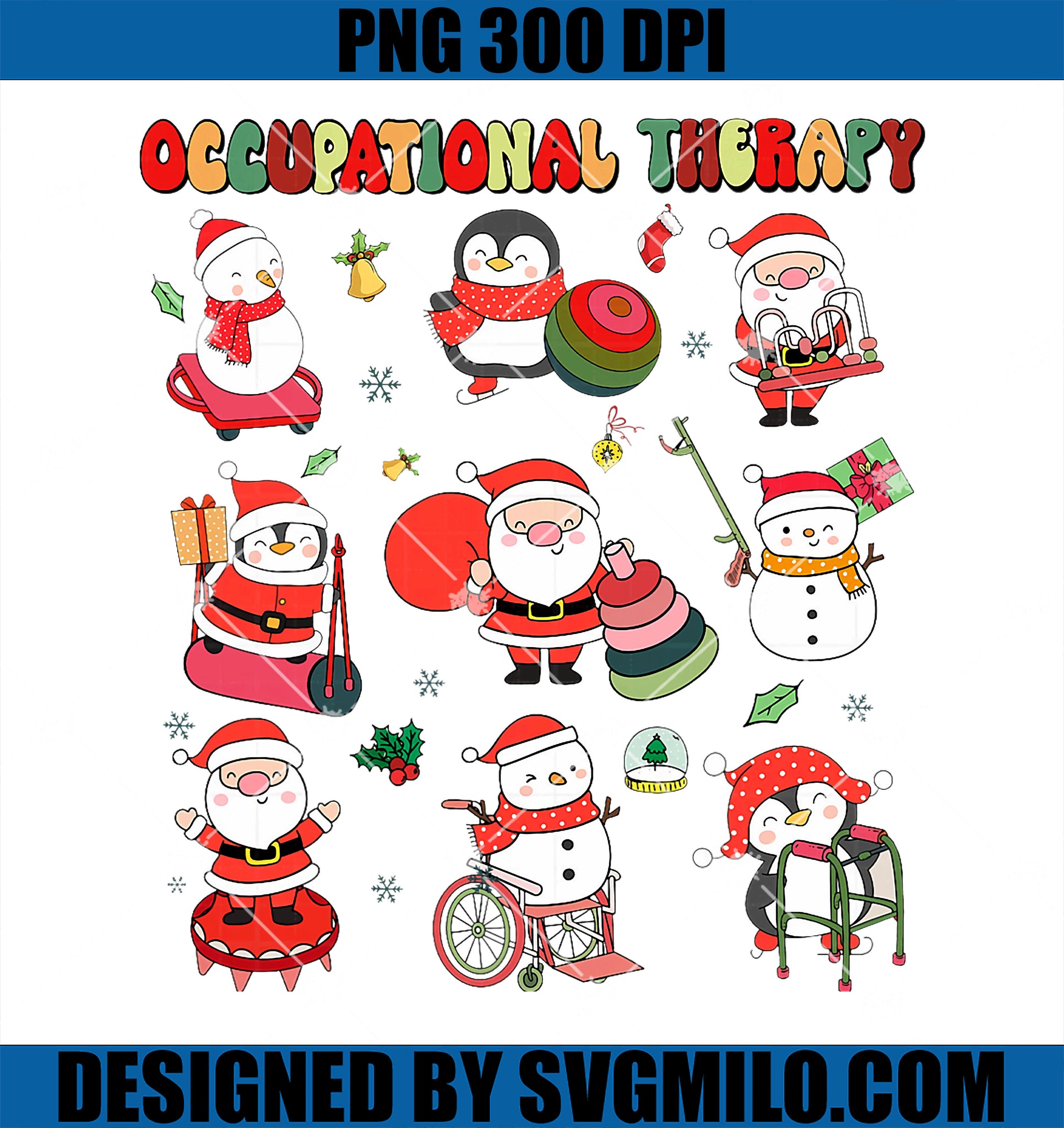 Groovy Occupational Therapy Funny Christmas OT SLP PT PNG