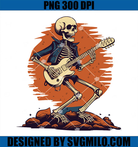 Guitarist Halloween Funny PNG, Skeleton Guitarist Playing Guitar PNG