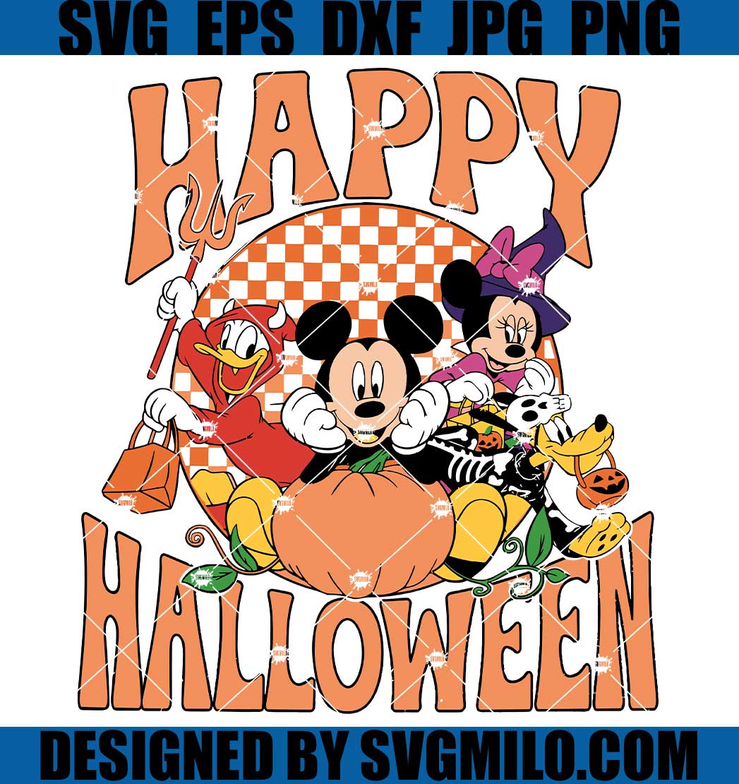 Halloween Mickey Friends SVG, Happy Halloween PNG, Trendy Halloween SVG, Retro Spooky Vibes SVG