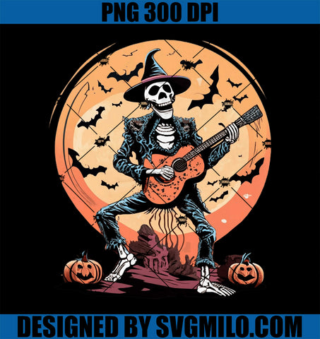 Halloween Skeleton Playing Guitar PNG, Funny Halloween PNG