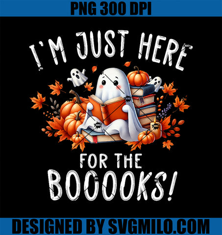 Halloween Book Lover PNG, Ghost Witch Books & Pumpkins PNG