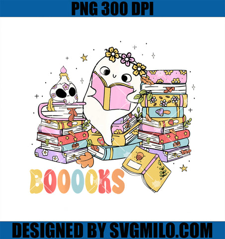 Halloween Booooks Cute PNG, Ghost Reading Library Books PNG
