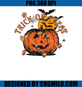 Halloween Trick or Treat Pumpkin PNG, Pumpkin with Bats PNG