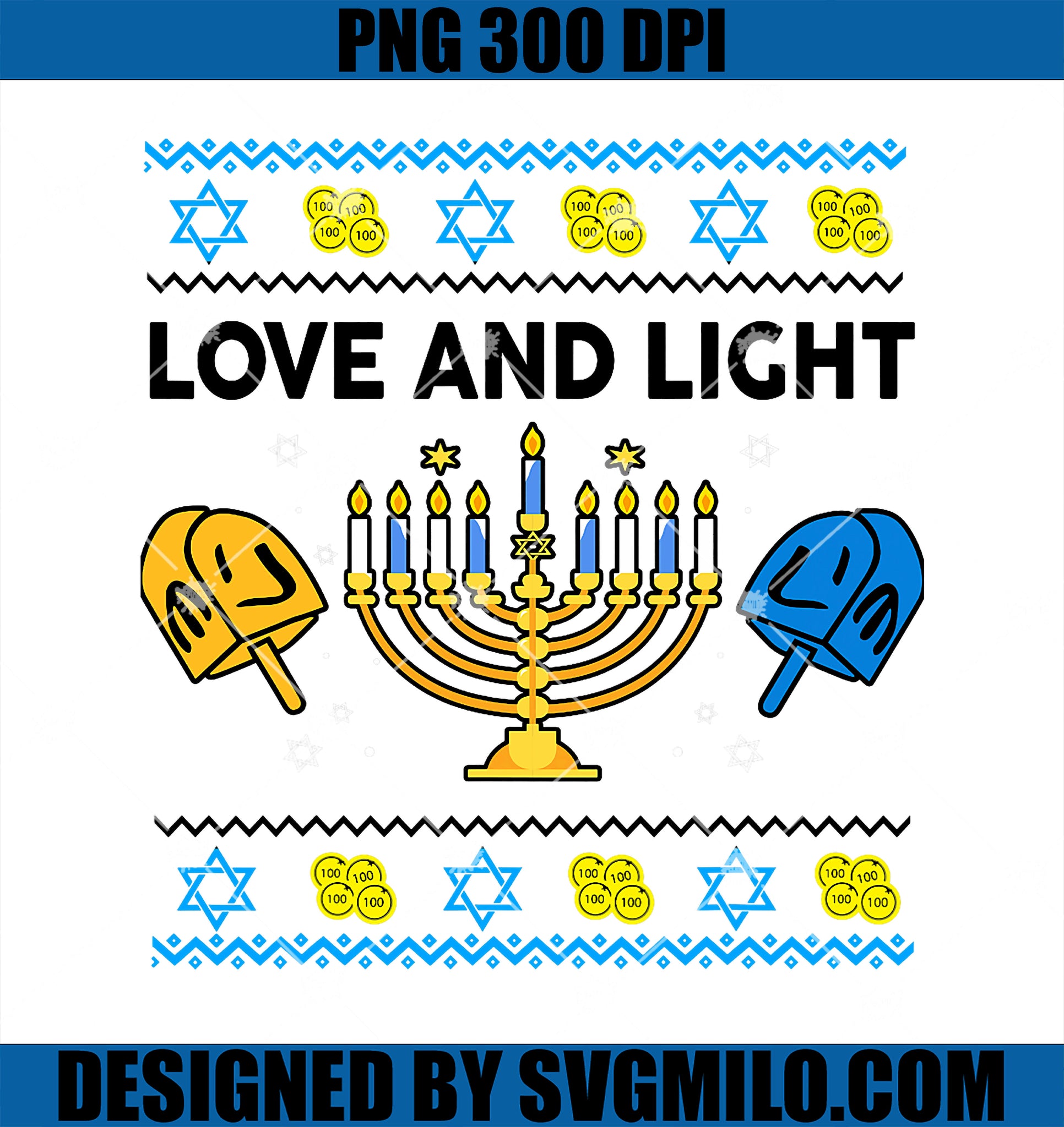 Hanukkah Love Light Ugly Chanukah Jewish PNG