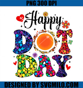 Happy Dot Day Groovy Colorful PNG, Hippie Flowers Smile Face PNG