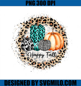 Happy Fall Y'all Leopard PNG, Fall Pumpkin Leopard PNG