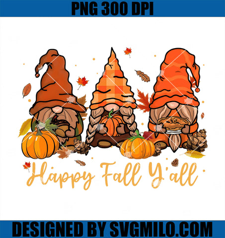 Happy Fall Y'all PNG, Gnomes Pumpkin Leaf Autumn Thanksgiving PNG
