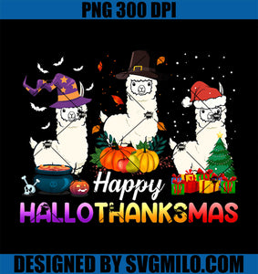 Happy Hallothanksmas Llama PNG, Halloween Thanksgiving Chirstmas Llama PNG