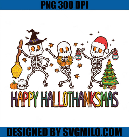 Happy Hallothanksmas PNG, Skeleton Halloween Thanksgiving Xmas PNG